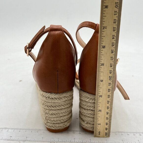 FOWT Brown Espadrille Ankle Straps Buckle Wedge for Women Open Toe Sandals - Picture 5 of 8